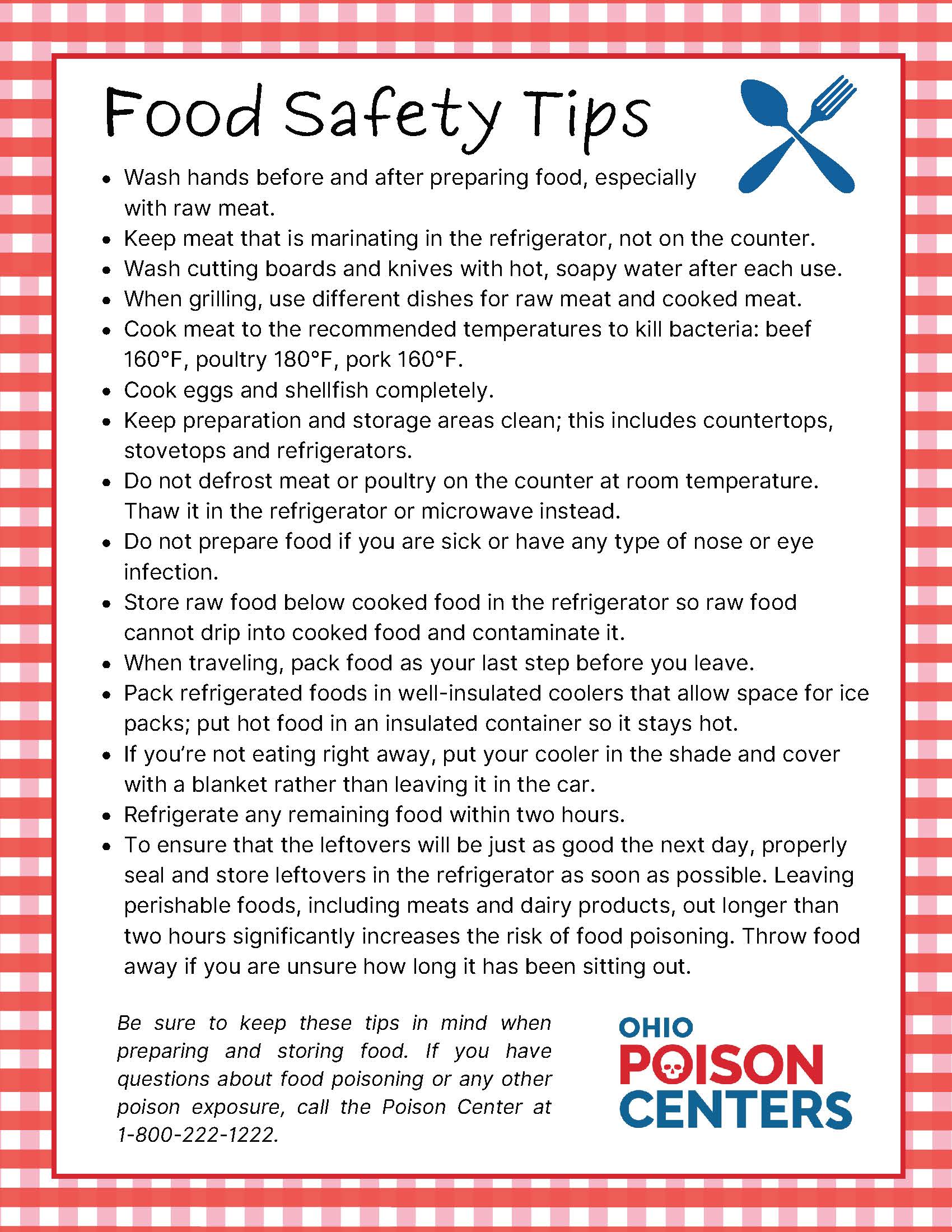 Food Safety Tips - Ohio Poison Centers